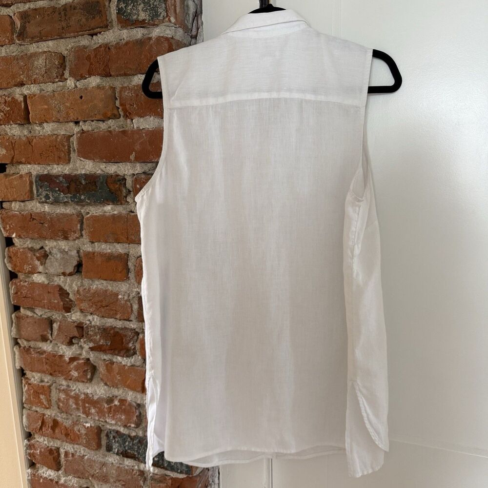 J Jill White Love Linen 100% Linen Sleeveless Button Down Tunic Top Size Large - Picture 4 of 6